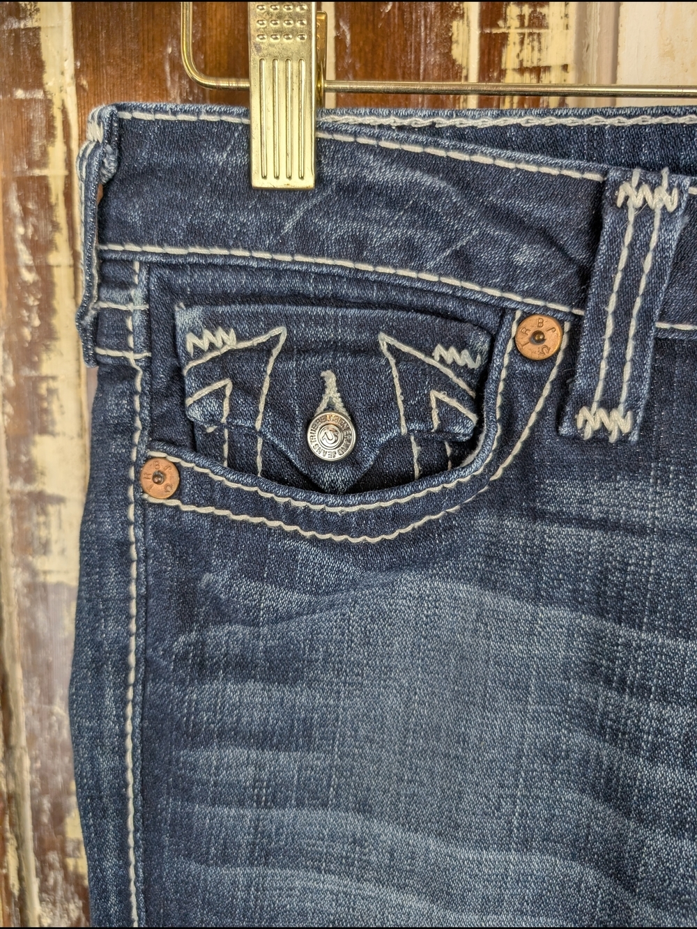 True Religion Becky Low Rise Bootcut Jeans 29 Made USA Y2K Western Denim - Picture 5 of 11
